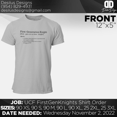 UCF First Gen Knights Shirt Order - Desilus Designs
